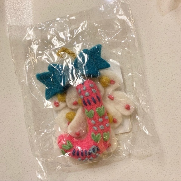 Anthropologie Monogram Letter J Felt Deck the Halls Christmas Ornament - Picture 4 of 5